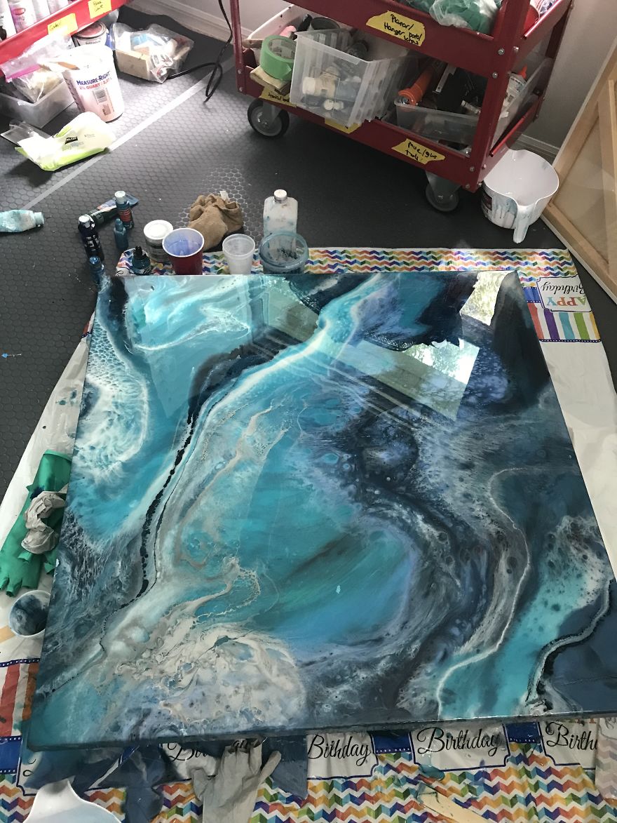 I Am An Abstract Resin Artist From Florida Who Specializes In Wave And Beach Paintings