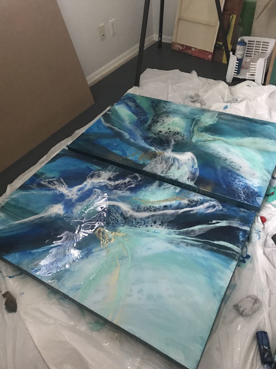 I Am An Abstract Resin Artist From Florida Who Specializes In Wave And Beach Paintings