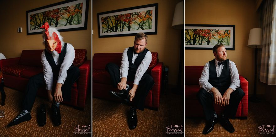 Groom Surprises Bride With A Chicken Head In Their Wedding Pictures