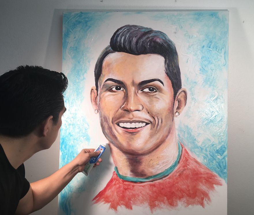 Amazing World Cup Players Portraits Made Completely With Toothpaste Amazing World Cup Players Portraits Made Completely With Toothpaste