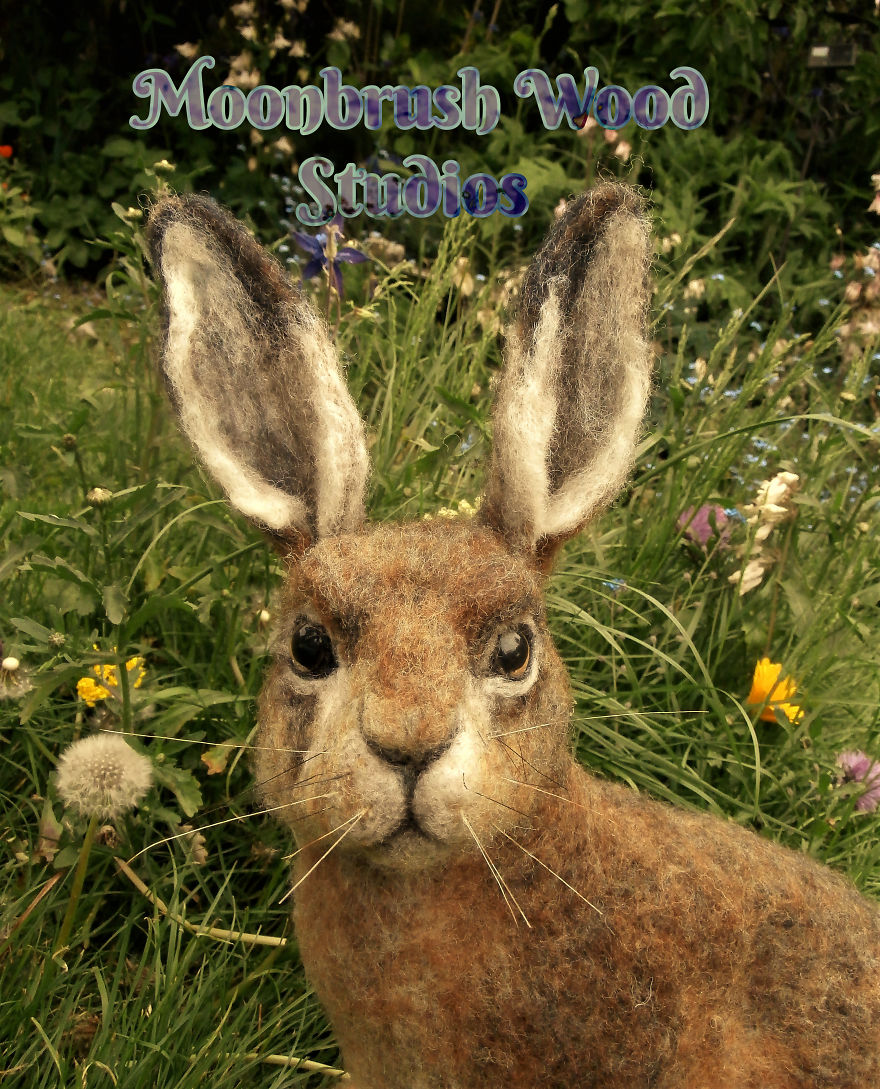 Brown Hare Needle Felted With Merino Wool Over Many Weeks By Moonbrush Wood Studios Brown Hare Needle Felted With Merino Wool Over Many Weeks By Moonbrush Wood Studios