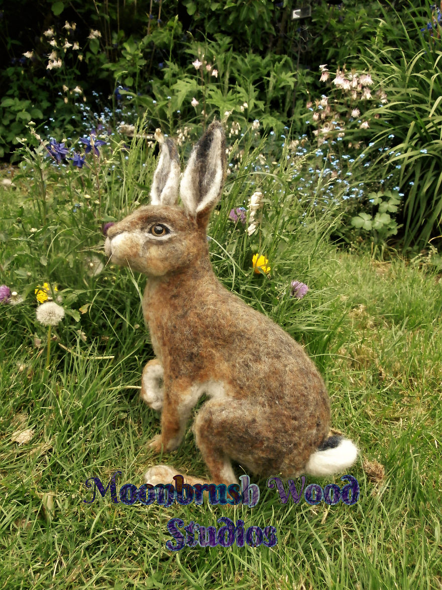 Brown Hare Needle Felted With Merino Wool Over Many Weeks By Moonbrush Wood Studios Brown Hare Needle Felted With Merino Wool Over Many Weeks By Moonbrush Wood Studios