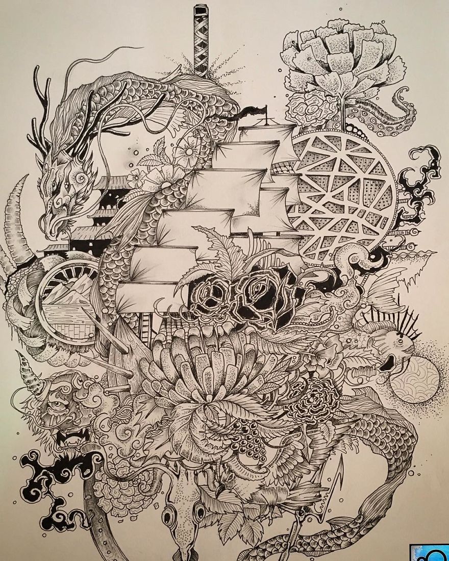 I Use Fineliners And A Sprinkle Of Imagination To Create These Detailed Drawings I Use Fineliners And A Sprinkle Of Imagination To Create These Detailed Drawings