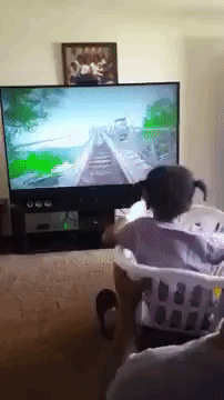 Loving Father Takes His Daughter On A Virtual Rollercoaster Ride In A Laundry Basket, And Her Reaction Is The Best