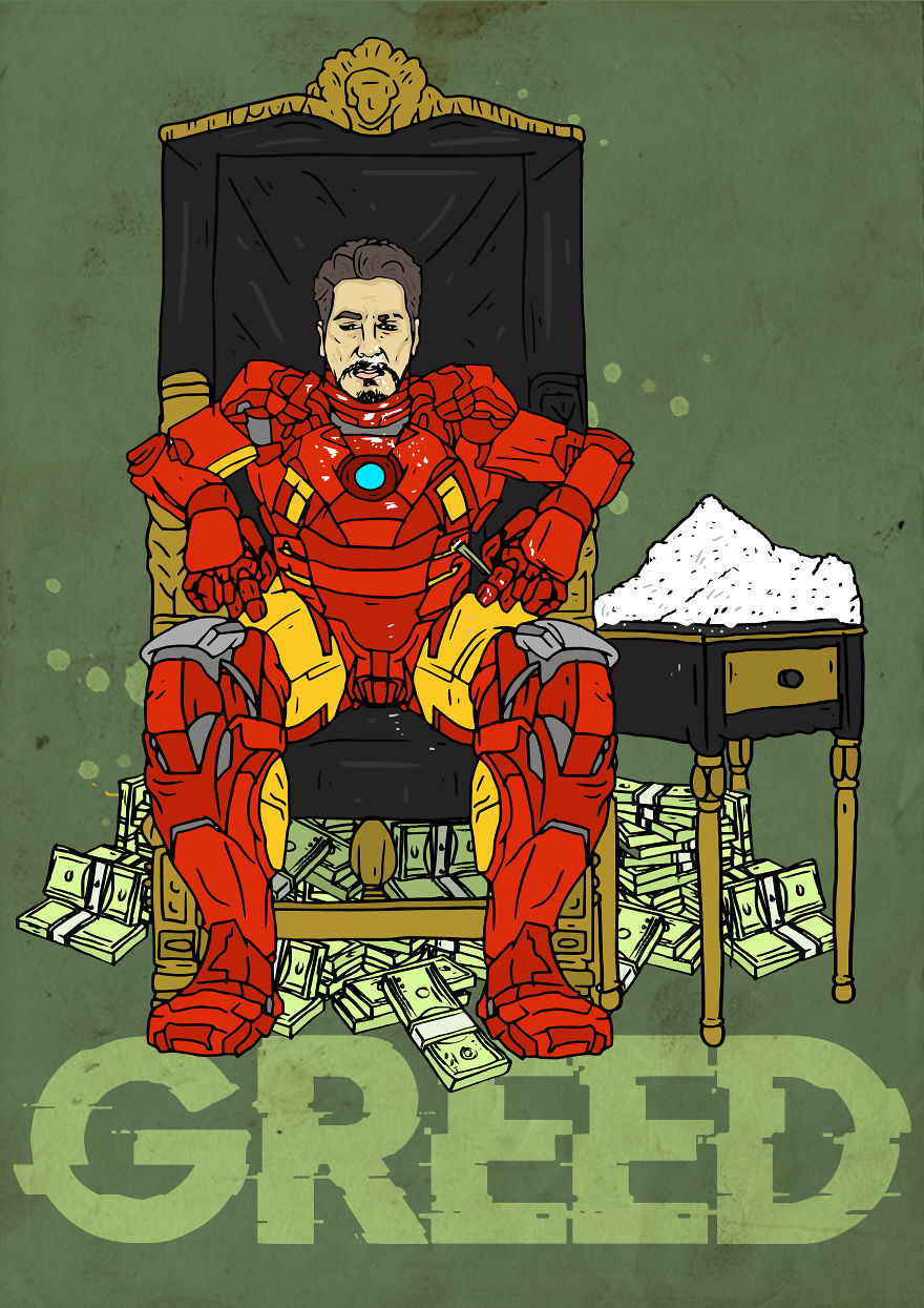 Hero To Zero: I Drew These Superheroes As The 7 Deadly Sins Hero To Zero: I Drew These Superheroes As The 7 Deadly Sins