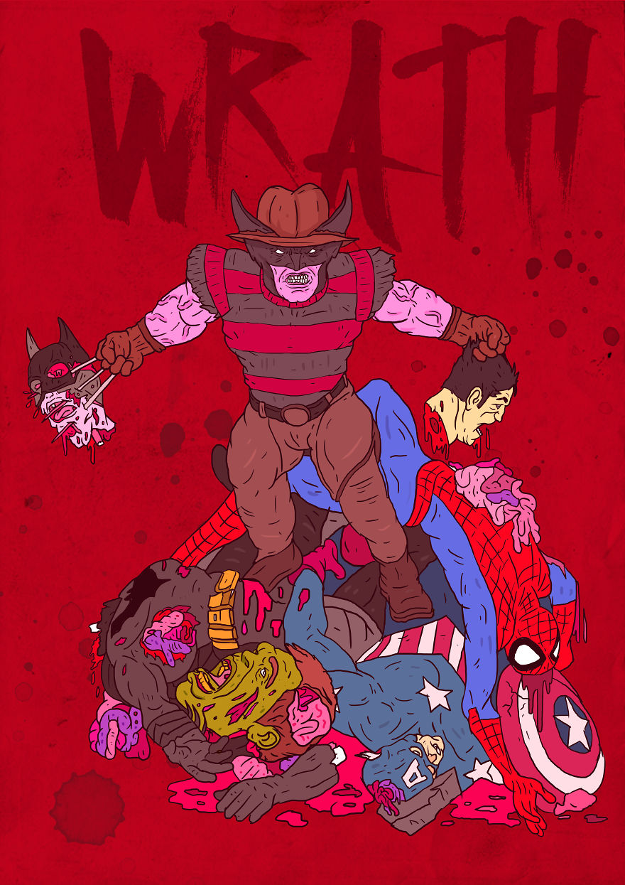 Hero To Zero: I Drew These Superheroes As The 7 Deadly Sins Hero To Zero: I Drew These Superheroes As The 7 Deadly Sins