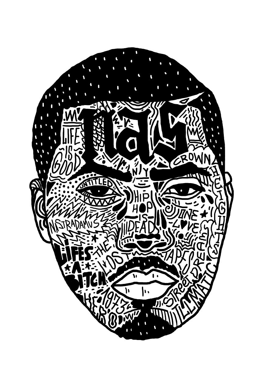 I Drew Famous Rap And Hip Hop Icons Using The Song Lyrics I Drew Famous Rap And Hip Hop Icons Using The Song Lyrics