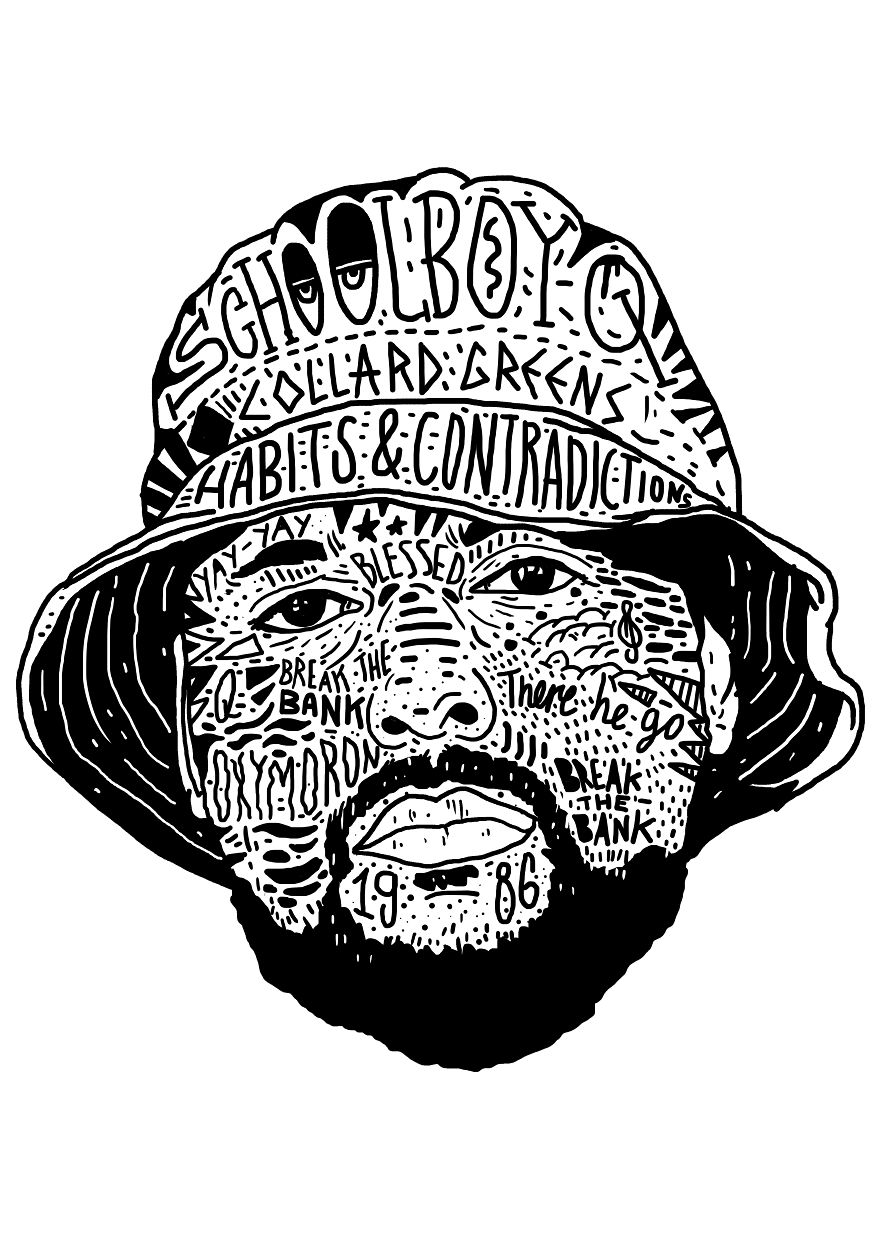 I Drew Famous Rap And Hip Hop Icons Using The Song Lyrics I Drew Famous Rap And Hip Hop Icons Using The Song Lyrics