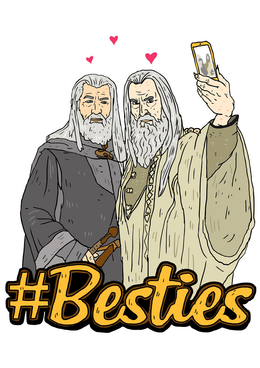 I Drew Famous Heroes And Villains Of Pop Culture Taking A Selfie With Each Other