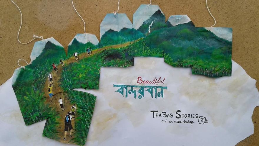 Artist Shows The Beauty Of His Country By Using Recycled Teabags