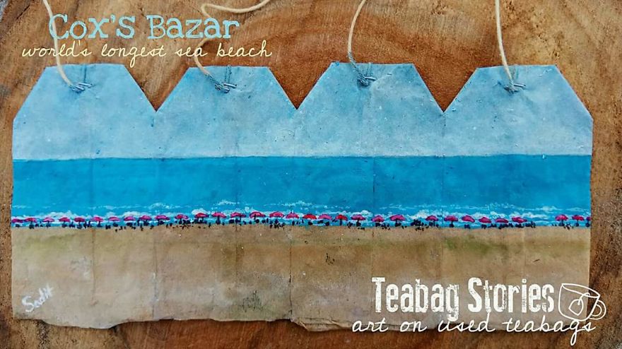 Artist Shows The Beauty Of His Country By Using Recycled Teabags