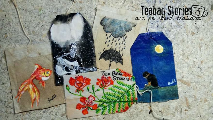 Artist Shows The Beauty Of His Country By Using Recycled Teabags