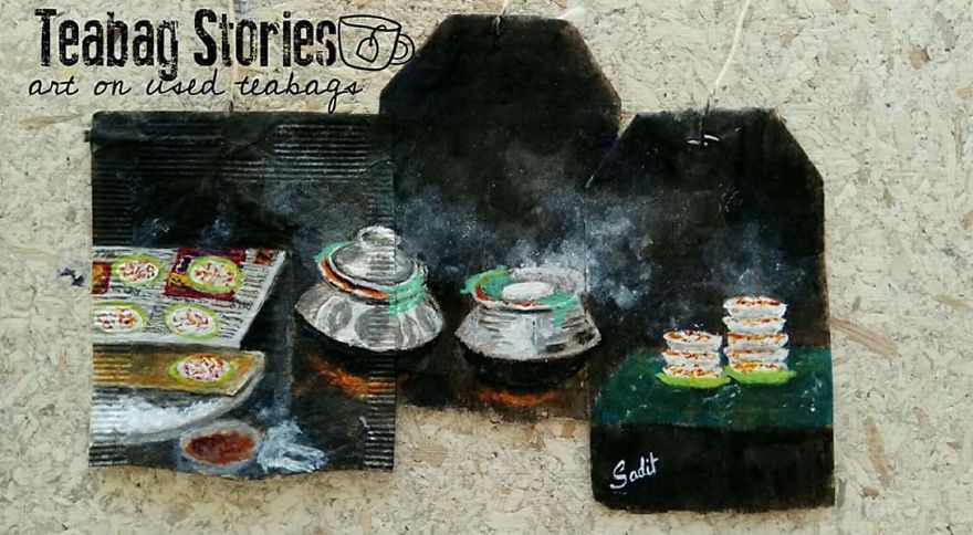 Artist Shows The Beauty Of His Country By Using Recycled Teabags