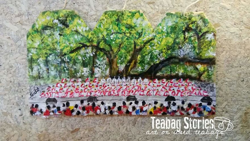 Artist Shows The Beauty Of His Country By Using Recycled Teabags