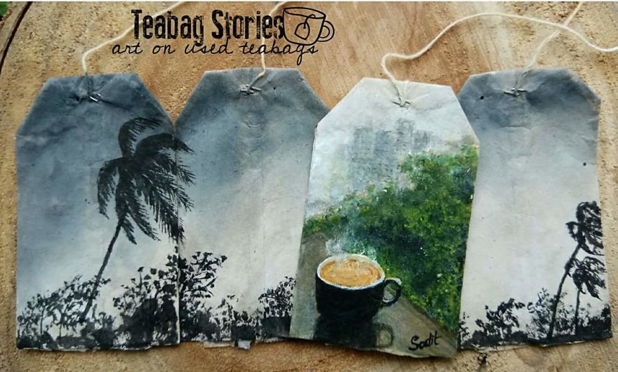 Artist Shows The Beauty Of His Country By Using Recycled Teabags