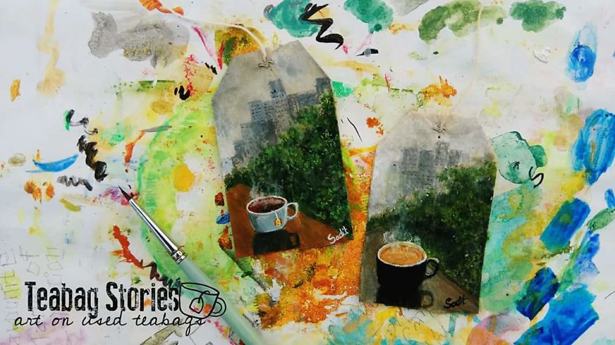 Artist Shows The Beauty Of His Country By Using Recycled Teabags