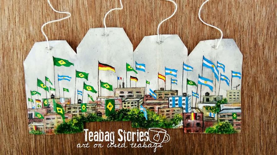 Artist Shows The Beauty Of His Country By Using Recycled Teabags
