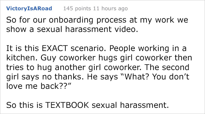 This Woman’s Co-Worker, Who Insisted On Getting A Hug, Was Taught A Valuable Lesson About Consent This Woman’s Co-Worker, Who Insisted On Getting A Hug, Was Taught A Valuable Lesson About Consent