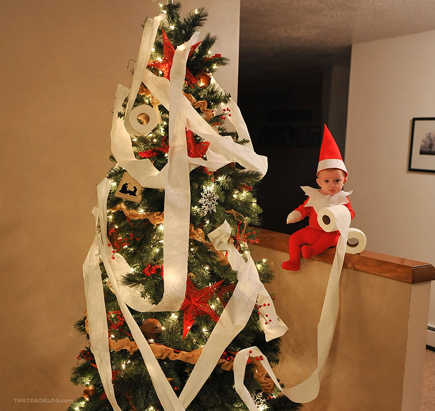 Dad-Of-Six Turns His Baby Into Adorable Elf On The Shelf Dad-Of-Six Turns His Baby Into Adorable Elf On The Shelf