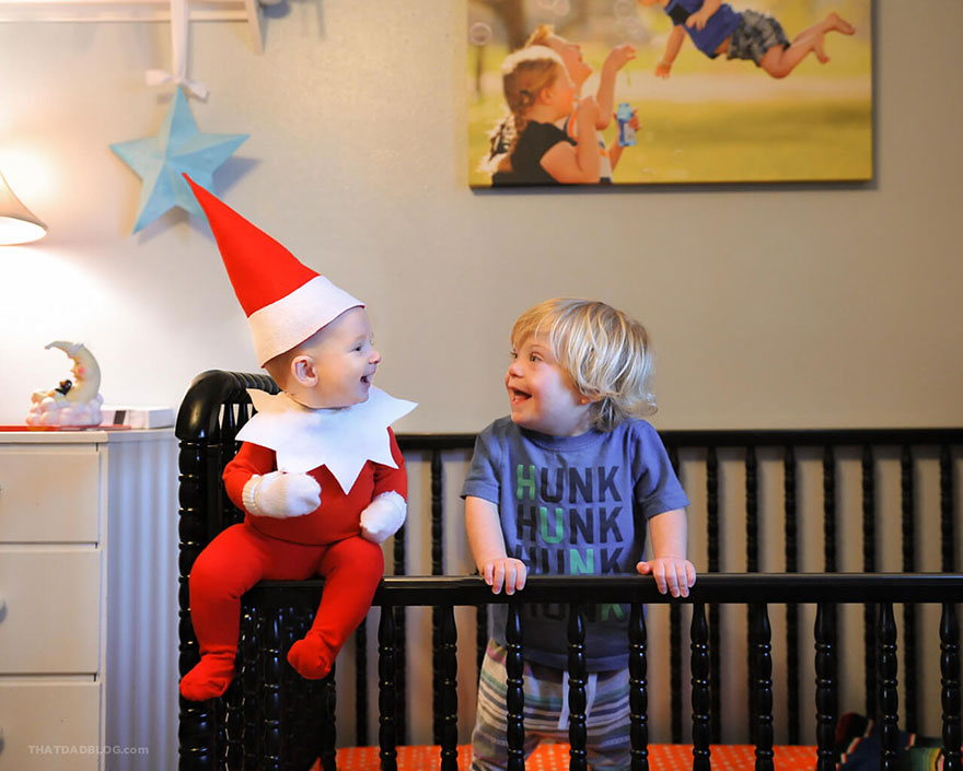 Dad-Of-Six Turns His Baby Into Adorable Elf On The Shelf Dad-Of-Six Turns His Baby Into Adorable Elf On The Shelf