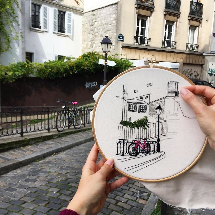 Traveling Couple Recreate The Architecture Of European Cities With Charming Embroidery