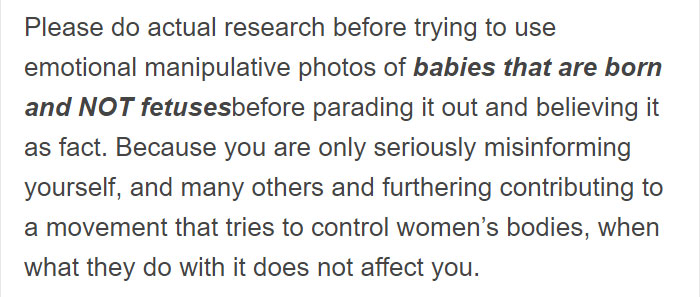 Anti-Abortion Advocate Uses Baby’s Picture To Emotionally Manipulate People, Gets Destroyed With Facts Anti-Abortion Advocate Uses Baby’s Picture To Emotionally Manipulate People, Gets Destroyed With Facts