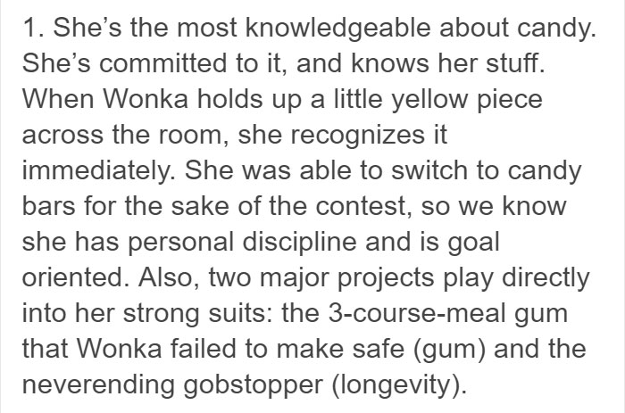 Tumblr User Explains Why Violet Should Have Won In “Willy Wonka & The Chocolate Factory” Tumblr User Explains Why Violet Should Have Won In “Willy Wonka & The Chocolate Factory”