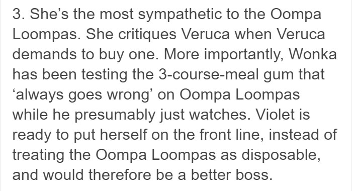 Tumblr User Explains Why Violet Should Have Won In “Willy Wonka & The Chocolate Factory” Tumblr User Explains Why Violet Should Have Won In “Willy Wonka & The Chocolate Factory”