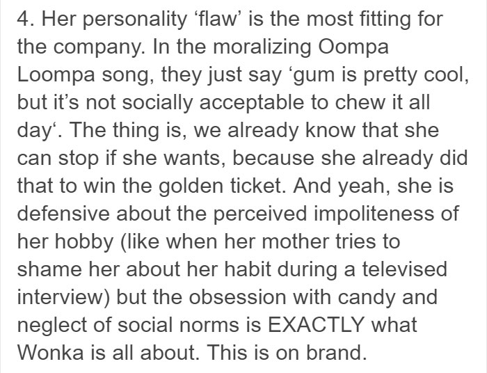 Tumblr User Explains Why Violet Should Have Won In “Willy Wonka & The Chocolate Factory” Tumblr User Explains Why Violet Should Have Won In “Willy Wonka & The Chocolate Factory”