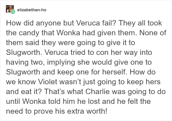 Tumblr User Explains Why Violet Should Have Won In “Willy Wonka & The Chocolate Factory” Tumblr User Explains Why Violet Should Have Won In “Willy Wonka & The Chocolate Factory”