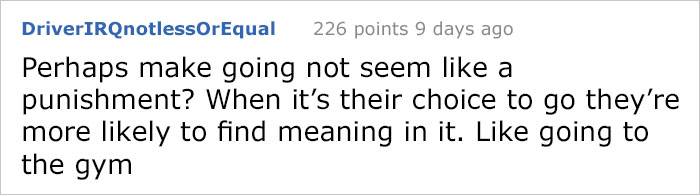 Parent Asks How To Punish Son Who Doesn’t Want To Go To Church, Gets Hilarious Advice Parent Asks How To Punish Son Who Doesn’t Want To Go To Church, Gets Hilarious Advice