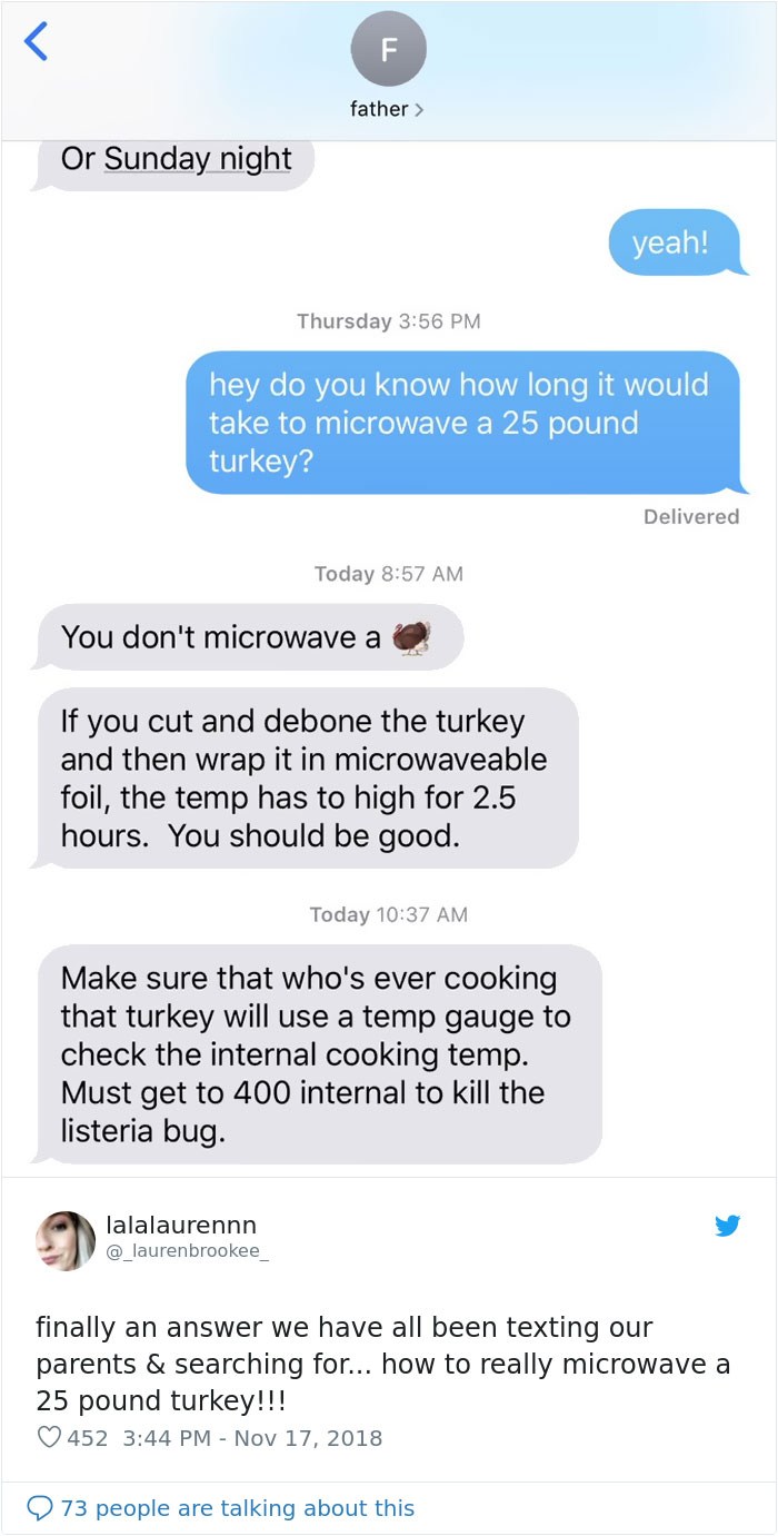 People Ask Their Parents How To Cook A 25 Lb Turkey In A Microwave And Here Are 31 Hilarious Responses People Ask Their Parents How To Cook A 25 Lb Turkey In A Microwave And Here Are 31 Hilarious Responses