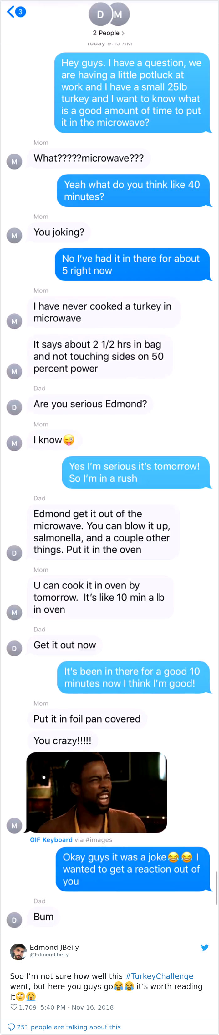 People Ask Their Parents How To Cook A 25 Lb Turkey In A Microwave And Here Are 31 Hilarious Responses People Ask Their Parents How To Cook A 25 Lb Turkey In A Microwave And Here Are 31 Hilarious Responses
