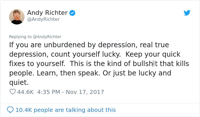Someone Says “Depression Is A Choice”, And Andy Richter’s Response Is Brilliant Someone Says “Depression Is A Choice”, And Andy Richter’s Response Is Brilliant