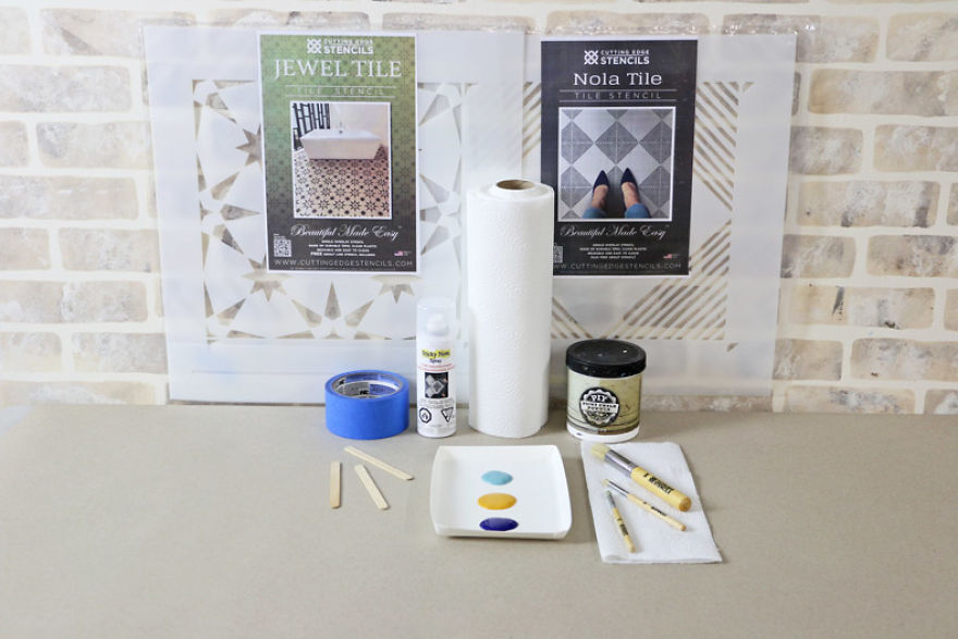 Two Tile Stencils For One Trendy Floor Pattern Two Tile Stencils For One Trendy Floor Pattern