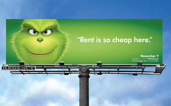 This Billboard Campaign To Promote The New Grinch Movie Is Hilariously Roasting Various Cities Of America This Billboard Campaign To Promote The New Grinch Movie Is Hilariously Roasting Various Cities Of America