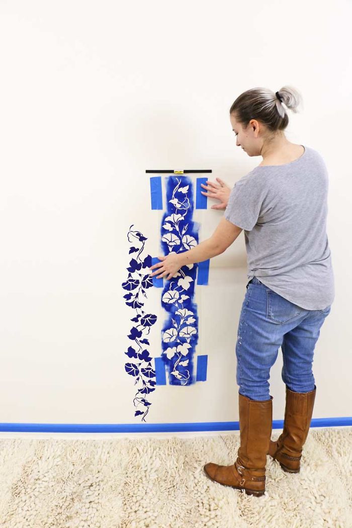DIY Floral Accent Wall With Stencils DIY Floral Accent Wall With Stencils
