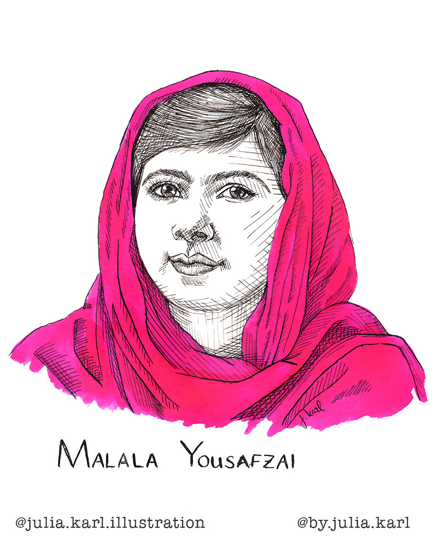 I Challenged Myself To Draw 31 Portraits Of Strong Female Role Models For This Year&#8217;s Inktober