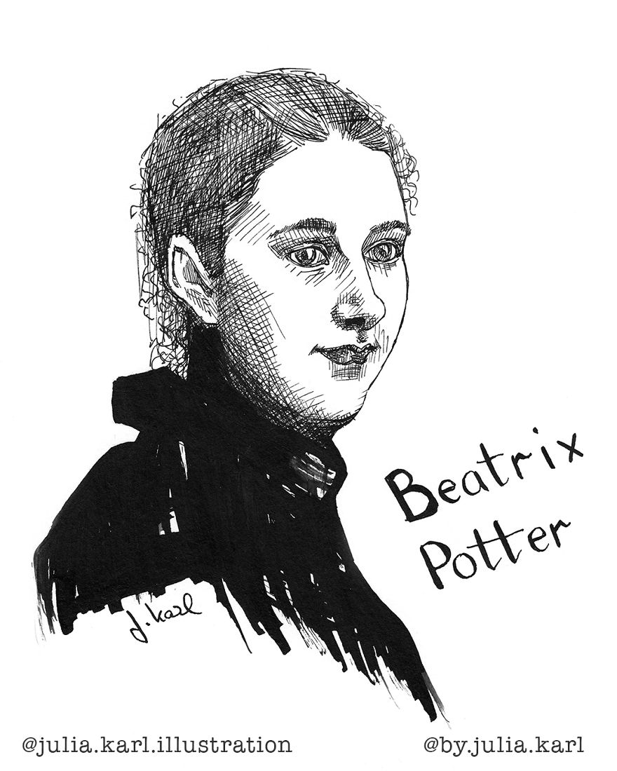 I Challenged Myself To Draw 31 Portraits Of Strong Female Role Models For This Year&#8217;s Inktober