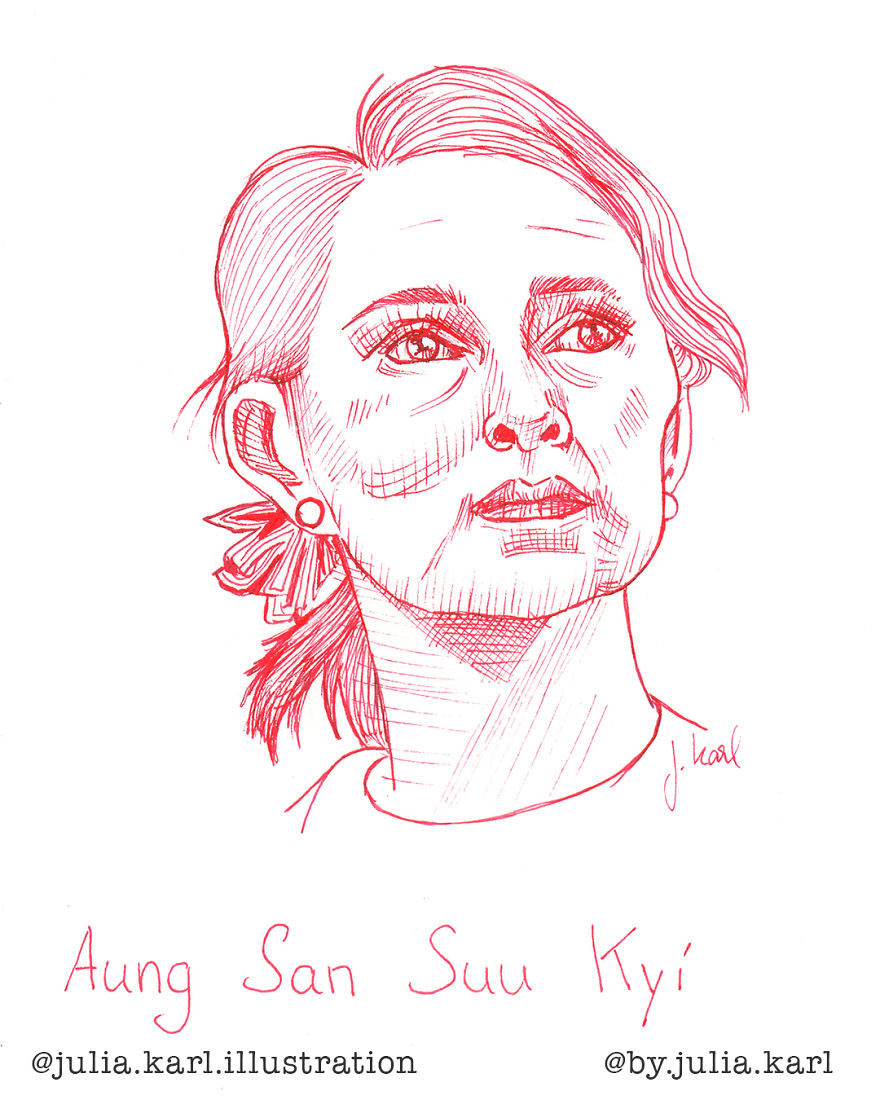 I Challenged Myself To Draw 31 Portraits Of Strong Female Role Models For This Year&#8217;s Inktober