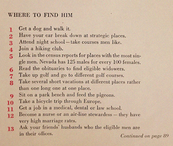 This ‘129 Ways to Get a Husband’ Article From 1958 Shows How Much The World Has Changed This ‘129 Ways to Get a Husband’ Article From 1958 Shows How Much The World Has Changed