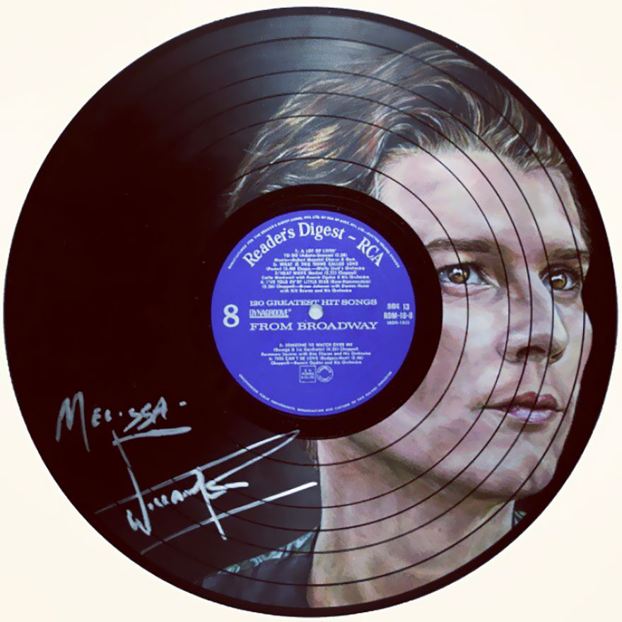 I Create Celebrity Portraits On Used Vinyl Records With Colored Pencils