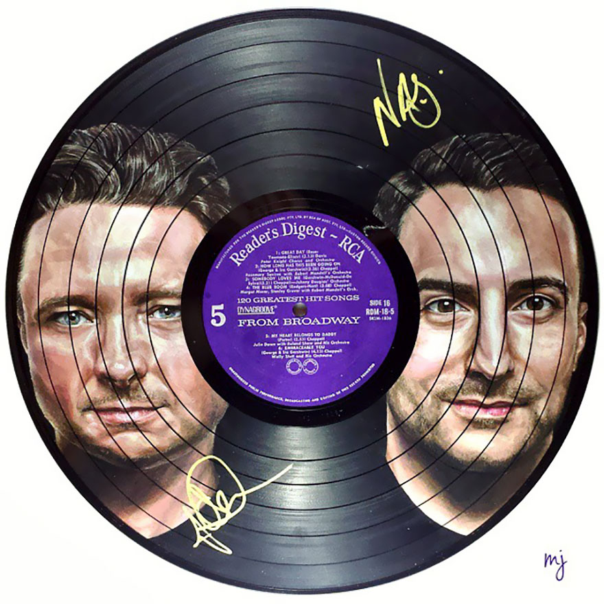 I Create Celebrity Portraits On Used Vinyl Records With Colored Pencils
