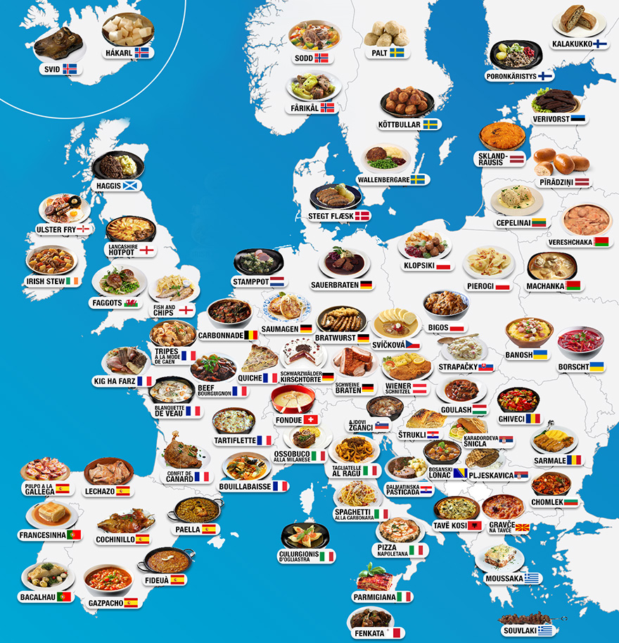 30 Maps Reveal The Tastiest Dishes Around The World
