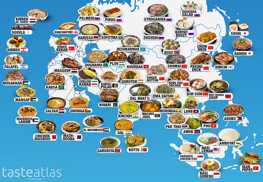 30 Maps Reveal The Tastiest Dishes Around The World