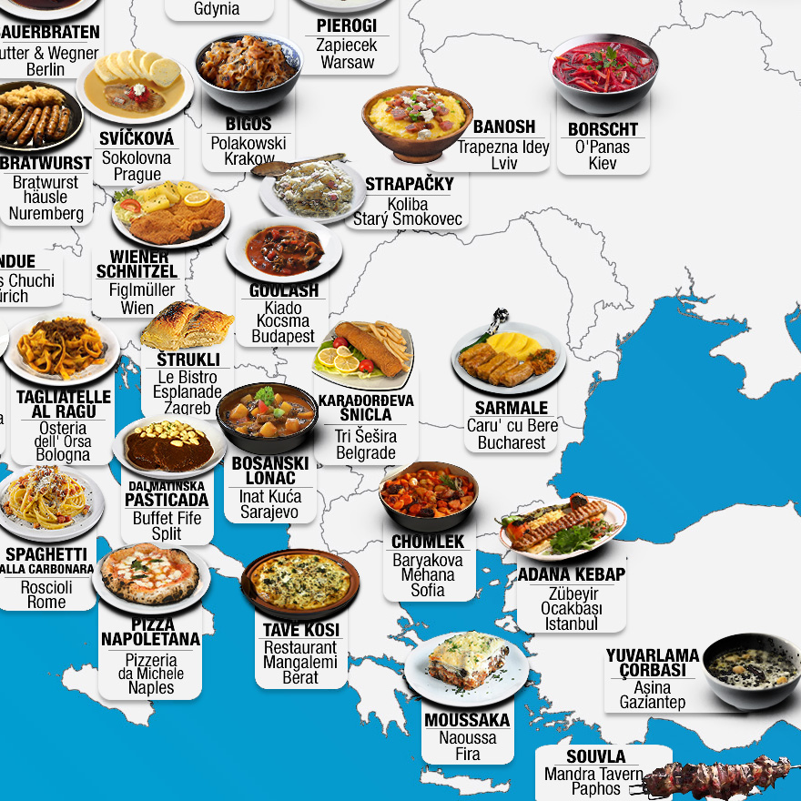 30 Maps Reveal The Tastiest Dishes Around The World