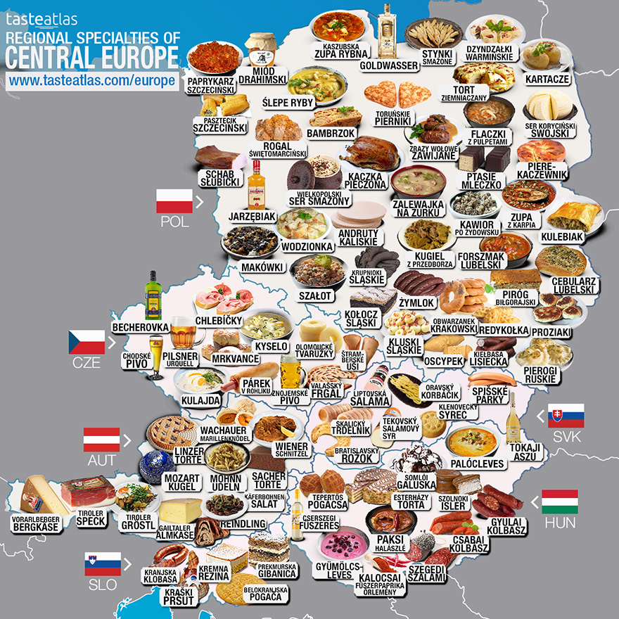 30 Maps Reveal The Tastiest Dishes Around The World