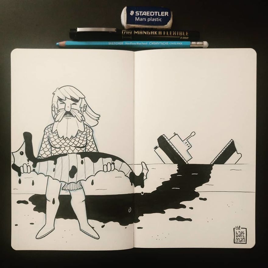 For This Inktober I Drew What Would Happen If Disney Characters &#038; Superheroes Faced Ecological Disasters