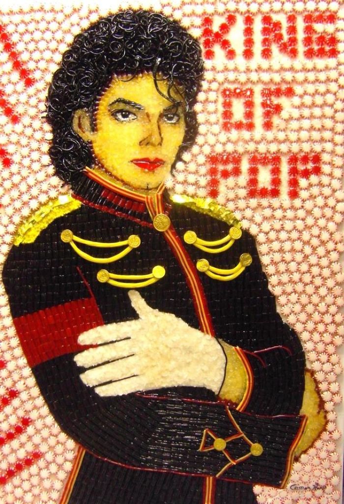 Celebrity Portraits Made Of Thousands Of Sweets Celebrity Portraits Made Of Thousands Of Sweets