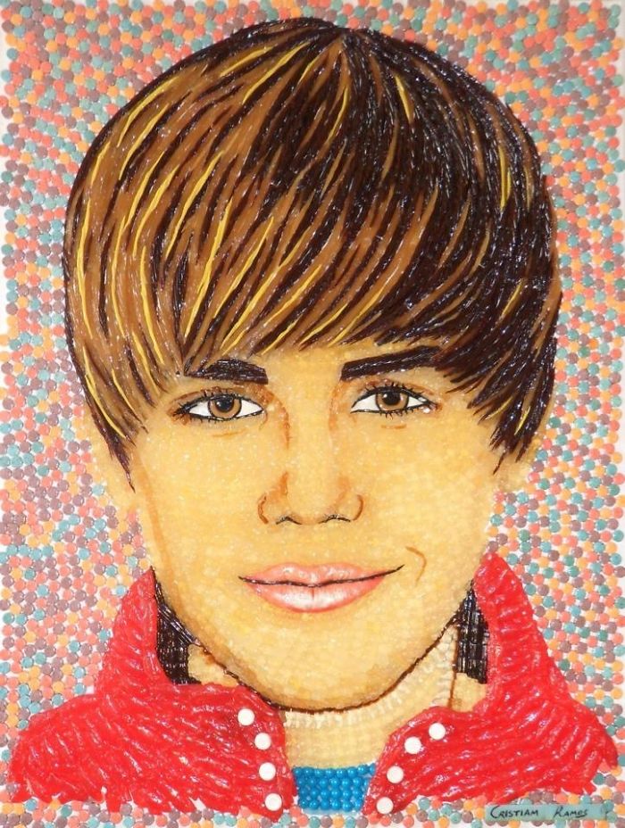 Celebrity Portraits Made Of Thousands Of Sweets Celebrity Portraits Made Of Thousands Of Sweets